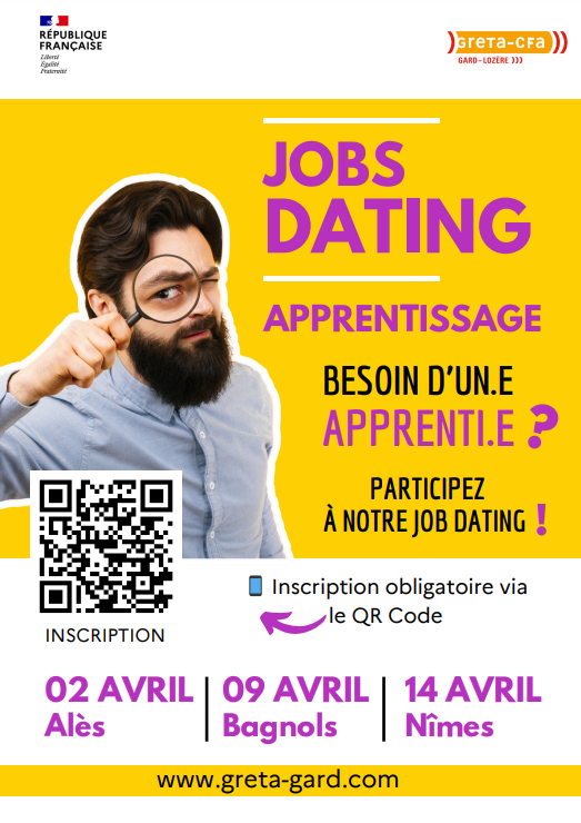 Affiche Jobs dating - GRETA CFA Gard Lozère